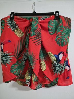 Women’s Tropical Shorts w/ Faux Sarong Front
